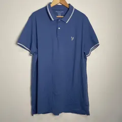AMERICAN EAGLE アメリカンイーグル ポロシャツ 半袖 ワンポイントロゴ 鹿の子 SUPER SOFT SLIM FIT ブルー サイズXXL NB175のサムネイル