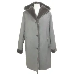 ユニクロ UNIQLO 美品 18AW ムートンタッチフーデットコート ロング裏ボア L ブラウン系 212-409857 /Xのサムネイル