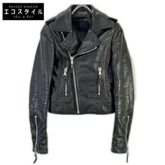 BALENCIAGA　バレンシアガ　256302 ブラック ラムレザー ダブルライダースジャケット　34のサムネイル