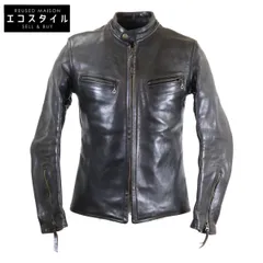 AERO LEATHER　エアロレザー　ブラック ボードレーサー フロントクォーターホースハイド ライダースジャケット　36のサムネイル