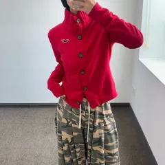 Hollister ホリスター レッド ボタンアップ カーディガンのサムネイル