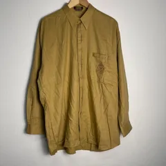 ARAMIS アラミス 長袖シャツ レギュラーカラー 比翼シャツ 胸刺繍 コットン80%シルク20% シルクミックス ベージュ サイズL NB188のサムネイル