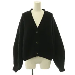 サクラ SACRA BOILED LAMBWOOL FURROW CARDIGAN カーディガン Vネック ウール 長袖 38 黒 ブラック /HS ■OSのサムネイル