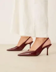 エイソス レディース シューズ ヒール ASOS DESIGN Sabrina slingback stiletto heels Burgundy バーガンディのサムネイル