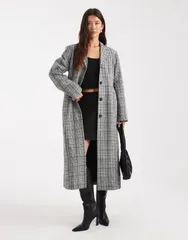 エイソス レディース アウター コート ASOS DESIGN nipped waist coat in mono check Mono check チェックのサムネイル