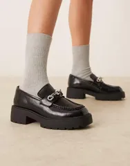 カルバンクライン レディース シューズ スリッポン・ローファー レザー Calvin Klein Jeans chunky leather loafers with chain detailing Bのサムネイル