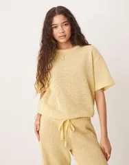 エイソス レディース トップス Tシャツ ジャージー ASOS DESIGN textured jersey oversized short sleeve top in lemon part of aのサムネイル