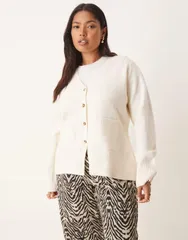 エイソス レディース アウター カーディガン A ライン ASOS Curve ASOS DESIGN Curve a line boyfriend cardigan with pocket detaのサムネイル