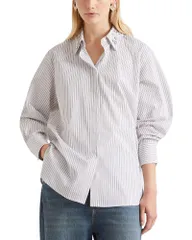 マレーラ レディース トップス シャツ Marella Mlsteso Crystal Collar Striped Shirt Brown ブラウンのサムネイル