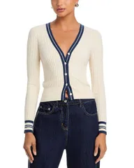 スリーワンフィリップリム レディース アウター カーディガン Vネック 31 Phillip Lim Textured Rib Wide V Neck Cardigan EcruNavy エクリュのサムネイル