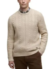 バブアー メンズ アウター ニット・セーター リラックスフィット クルーネック Barbour Lowfen Relaxed Fit Cable Crewneck Sweater Stone ストーンのサムネイル