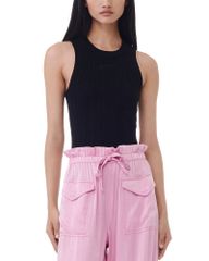 ガニー レディース トップス タンクトップ リブ GANNI Soft Ribbed Tank Top Black ブラック