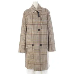 エルメス 21年 ウール レザー セリエボタン チェック柄 ステンカラーコート ベージュ ブラウン 48【中古】のサムネイル