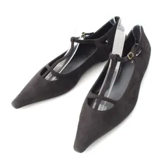 ザロウ cyd スウェード キトゥン カットアウト ストラップ ゴールド金具 パンプス フラットシューズ ブラック 38 1/2【中古】のサムネイル