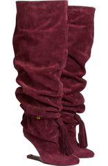 バルマン レディース シューズ スニーカー スエード ブーツ レザー Balmaino Wedge suede leather thighhigh boots with tassel Women re