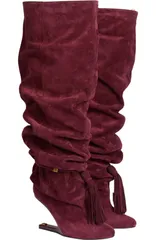 バルマン レディース シューズ スニーカー スエード ブーツ レザー Balmaino Wedge suede leather thighhigh boots with tassel Women reのサムネイル