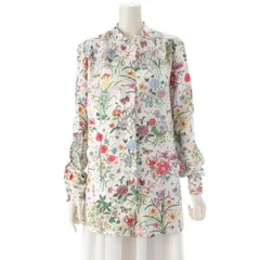 グッチ シルク ヴィンテージ フローラ 花柄 総柄 ブラウス シャツ マルチカラー 40【中古】のサムネイル