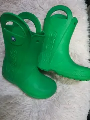 J3 Crocs(220) レインブーツ グリーン 実際に着用1回 キッズ 状態良しのサムネイル