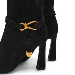 スティーブ マデン レディース シューズ ブーツ・レインブーツ Steve Madden Womensirrens Knee High Boots Black Sued ブラックのサムネイル