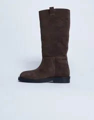 トップショップ レディース シューズ ブーツ・レインブーツ スエード ブーツ レザー Topshop Rory real suede leather riding boots in chocolateのサムネイル
