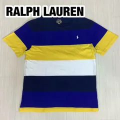 【y2k】POLO RALPH LAUREN ポロラルフローレン マルチカラーボーダー 刺繍ポニー Tシャツ サイズXL(18-20) 170cm 着丈66.5cm 肩幅44.5cm 身幅(脇下)50cm 袖丈22cm【古着】のサムネイル
