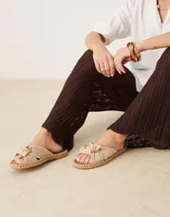 エイソス レディース シューズ サンダル ASOS DESIGN Jade knotted espadrille mules inatural NATURALのサムネイル
