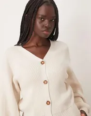 エイソス レディース アウター カーディガン ASOS DESIGN power sleeve cardigan in cream クリームのサムネイル