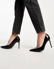 エイソス レディース シューズ パンプス ヒール ASOS DESIGN Paphos pointed high heeled pumps patent BLACK PATENT ブラックのサムネイル