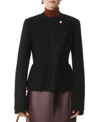 ランバン レディース アウター ジャケット・ブルゾン アシンメトリー ウール Lanvin Asymmetrical Jacket in Boucle Wool Black ブラックのサムネイル