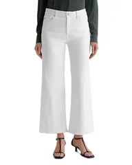 エージー レディース ボトムス デニムパンツ ワイドレッグ クロップド ジーンズ AG Saige Mid Rise Wide Leg Cropped Jeans in Gallery White ホのサムネイル