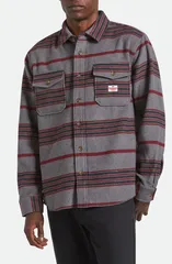 ブリクストン メンズ アウター ジャケット・ブルゾン シャツ フリース Brixton Altered Threadstripe Fleece ButtonUp Overshirt Multi Blaのサムネイル