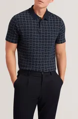 テッドベーカー メンズ トップス ポロシャツ Ted Baker Eduard Jacquard Polo Navy ネイビーのサムネイル