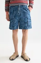 スコッチアンドソーダ メンズ ボトムス カジュアルパンツ ショートパンツ Scotch Soda Chambray Cargo Shorts Desert Floral Indigo インディゴのサムネイル