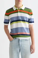 スコッチアンドソーダ メンズ トップス ポロシャツ Scotch Soda Stripe Textured Poloff White Stripe オフホワイトのサムネイル