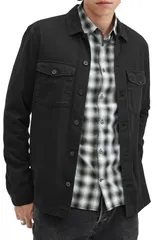 オールセインツ メンズ アウター ジャケット・ブルゾン シャツ コットン デニム AllSaintspotter Cotton Denim ButtonUp Shirt Jacket Black ブラのサムネイル
