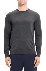 セオリー メンズ アウター パーカー・スウェット クルーネック ウール セーター Theory Regal Wool Crewneck Sweater Dark Grey Melange グレーのサムネイル