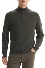 セオリー メンズ アウター パーカー・スウェット ハーフジップ セーター Theory Hilles Quarter Zip Cashmere Sweater Hunter Green Melangeのサムネイル