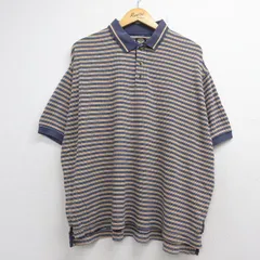 XL/古着 ドッカーズ 半袖 ブランド ポロ シャツ メンズ 90年代 90s 大きいサイズ コットン ネイビー ボーダー 26jul16のサムネイル