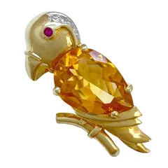PONTE VECCHIO 　ポンテヴェキオ　ブローチ　バード　シトリン　ルビー　ダイヤ　18K　750　鳥　ヴィンテージ　ペンダントトップのサムネイル