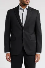 オールセインツ メンズ アウター ジャケット・ブルゾン スリムフィット ウール AllSaints Rosslim Fit Stretch Wool Suit Jacket Black ブラックのサムネイル