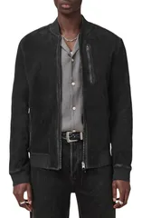 オールセインツ メンズ アウター ジャケット・ブルゾン スエード AllSaints Kemble Suede Bomber Jacket Black ブラックのサムネイル