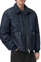 オールセインツ メンズ アウター ジャケット・ブルゾン ナイロン AllSaints Fallonylon Bomber Jacket Moonlit Blue ブルーのサムネイル