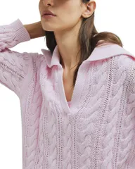 マレーラ レディース アウター ニット・セーター ポロシャツ Marella Elisir Cable Knit Polo Sweater Pink ピンクのサムネイル