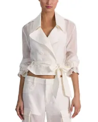 アリスアンドオリビア レディース アウター ジャケット・ブルゾン シアー Alice and Olivia Keith Sheer Mixed Media Jacket Off White オフホワイのサムネイル