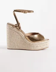 エイソス レディース シューズ サンダル ASOS DESIGN Wide Fitamryn espadrille wedge sandals GOLD ゴールドのサムネイル