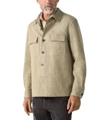ゼニア メンズ トップス シャツ ウール シルク リネン ZEGNA Crossover Linen Wool Silk Blend Overshirt Olive Green グリーンのサムネイル
