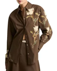 ヴィンス レディース トップス シャツ プリント レース Vince Placement Print Button Front Shirt Dark Barkのサムネイル