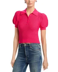 アリスアンドオリビア レディース アウター ニット・セーター ポロシャツ Alice and Olivia Ramona Pointelle Polo Sweater Deepink ピンクのサムネイル