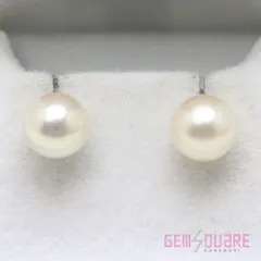 Pt900 アコヤ真珠 パール イヤリング 8.8mm 3.41g ラウンド テリヨイ 洗浄済み 美品のサムネイル