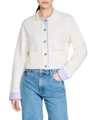 サンドロ レディース アウター カーディガン ポロシャツ Sandro Polo Cardigan Ecru エクリュのサムネイル